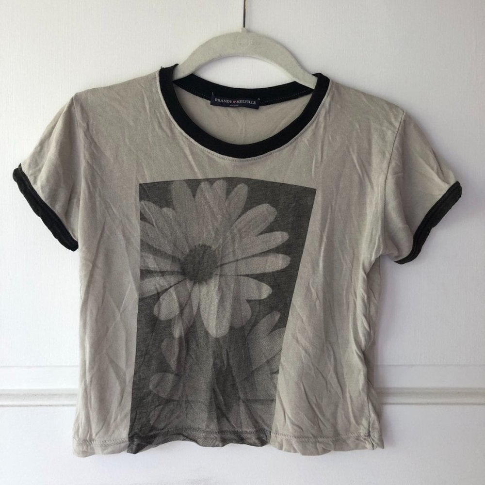 Brandy Melville Vintage Sunflower Ringer Tee